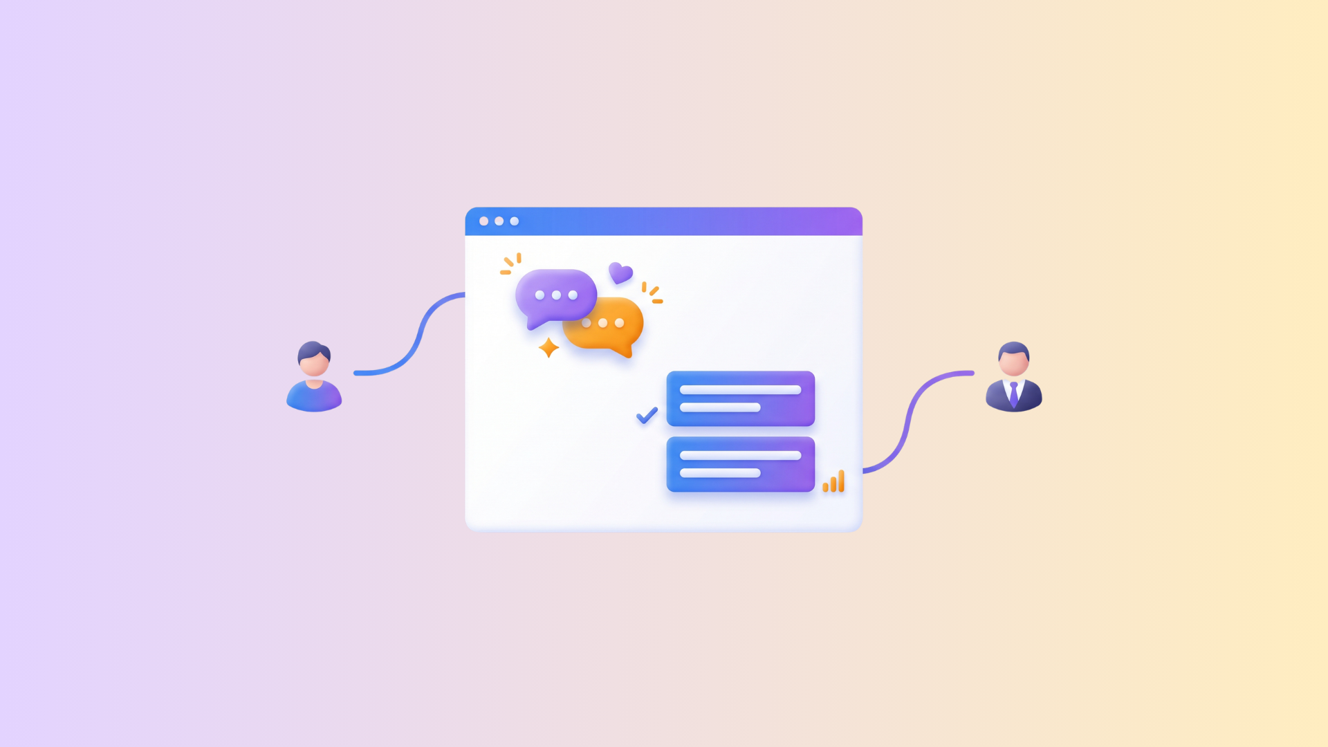 Illustration of B2B and B2C chat communication: a business communicating with both private and corporate customers in a single chat.